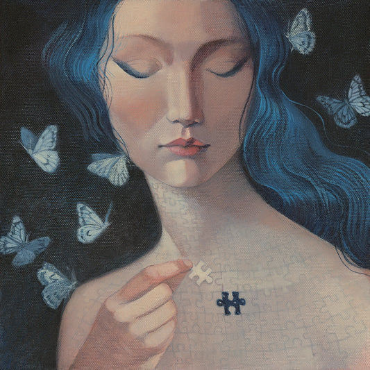 "Missing Piece" 6 x Lucy Campbell greetings cards - single image