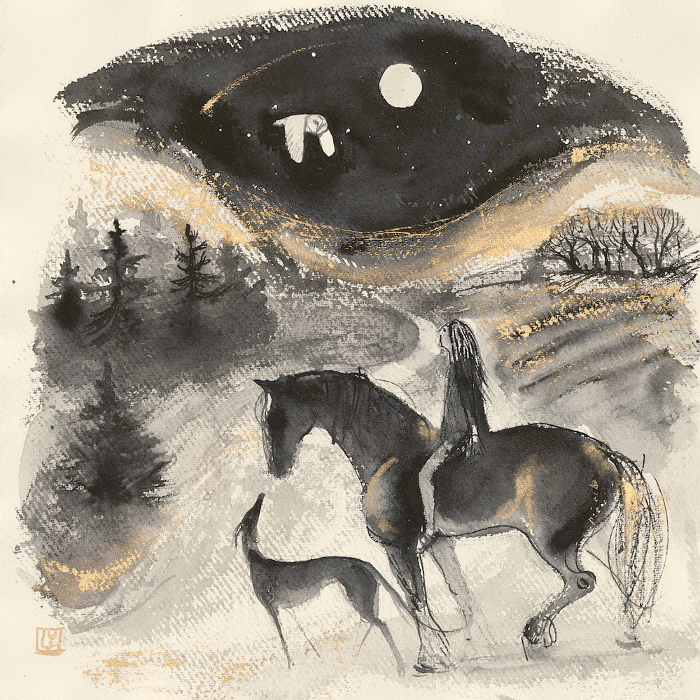 Where our souls sing, original ink drawing