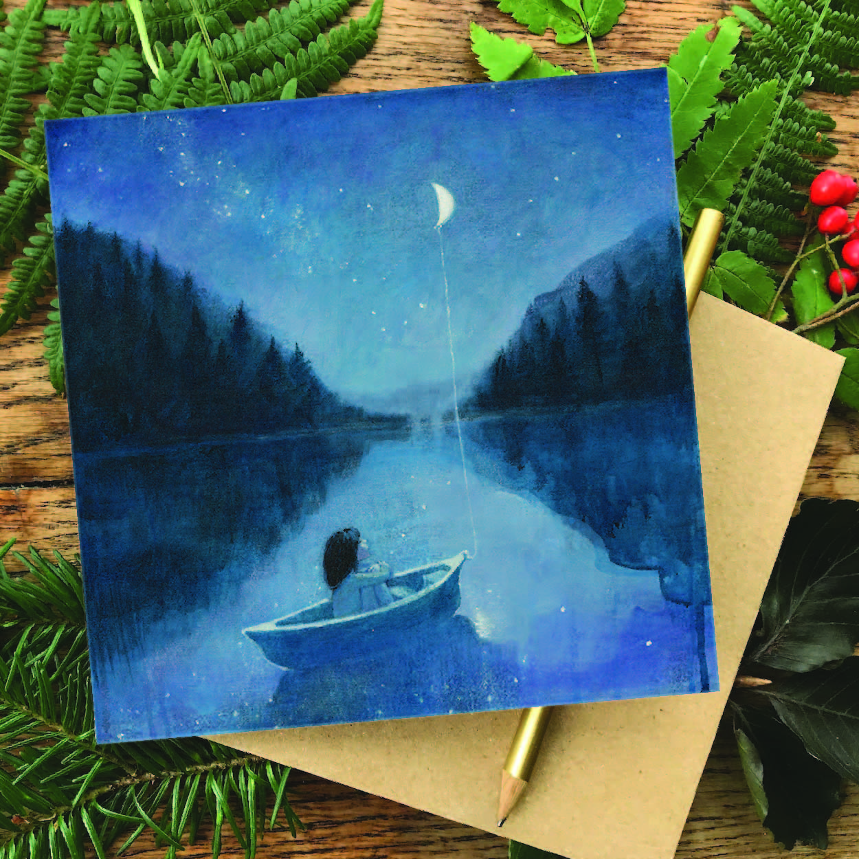 "Wired to the Moon" Greetings card