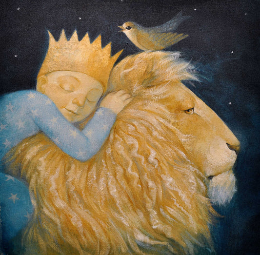"Lion, bird" & "Hunter of Dreams" 6 x Lucy Campbell greetings cards - 2 images
