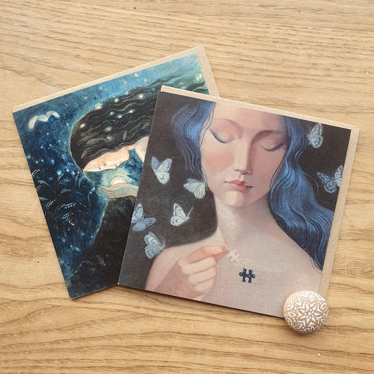 "Missing Piece" & "Find Your Light" 6 x Lucy Campbell greetings cards - 2 images