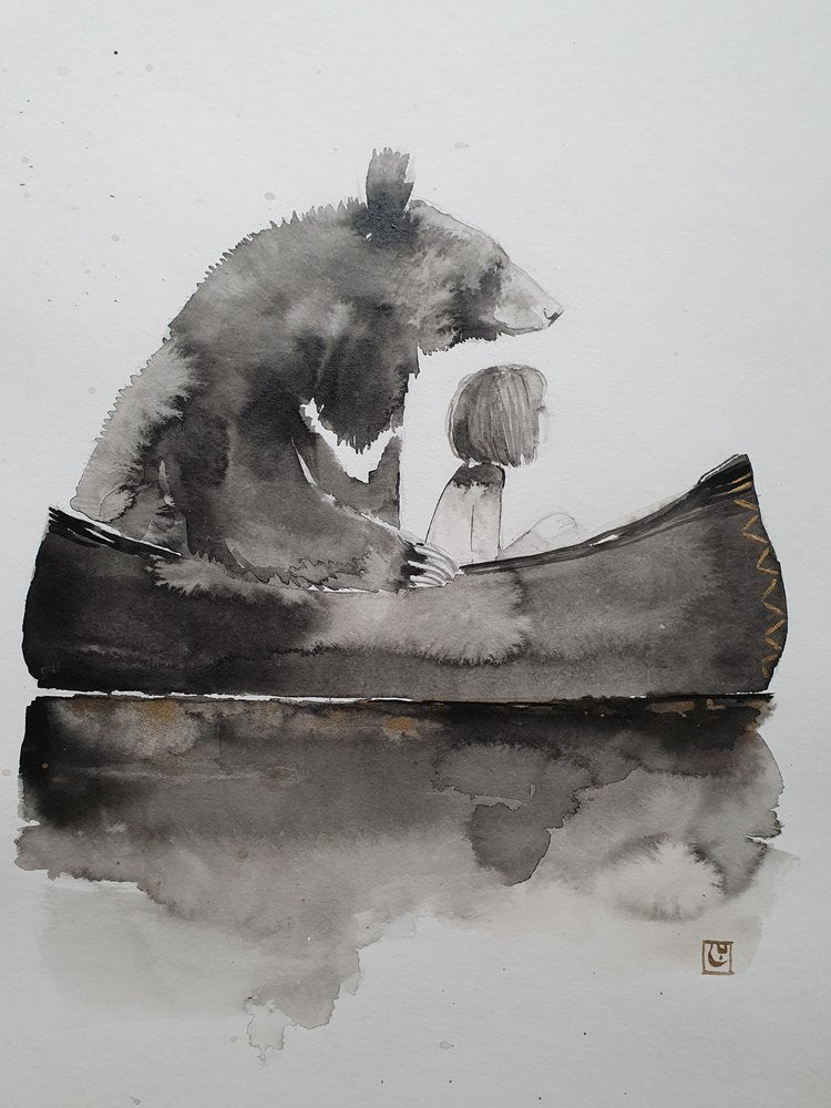 Bear in a canoe